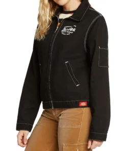 Dickies Girl Zip Front Eisenhower Jacket, Black