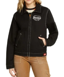 Dickies Girl Zip Front Eisenhower Jacket, Black