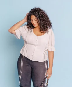 Love Fool Flutter Double Lace Up Blouse