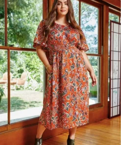 Hayden Satin Floral Midi Dress