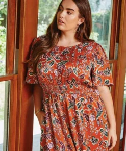 Hayden Satin Floral Midi Dress