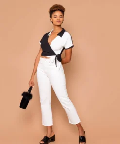 Love Fool Womens Yin Yang Bowler Wrap Top