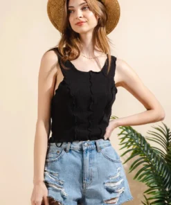 Very J New Arrivals Lettuce Hem Tank