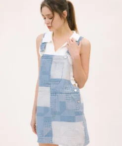 Storia Womens Quilt Pattern Overall Mini Dress