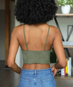 Leto Womens Seamless V Neck Bralette