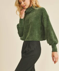 If She Loves New Arrivals Chenille Cropped Turtleneck