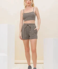 Pretty Garbage New Arrivals Checkered Print Shorts