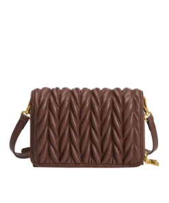 Melie Bianco Giselle Quilted Vegan Crossbody Bag In Chocolate