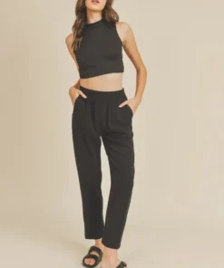 If She Loves New Arrivals Dreamland Linen Pants Black