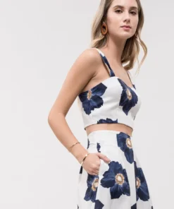 JOA J.O.A. Linen Crop Blouse Womens