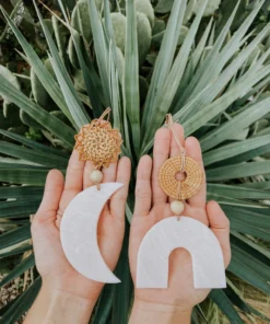 DayCrafter Sun + Moon Rattan Essential Oil Diffuser Ornament