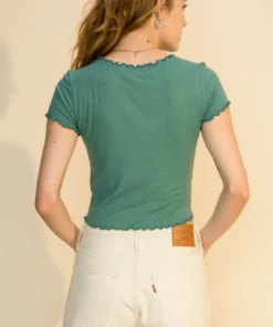 Double Zero New Arrivals Ribbed Lettuce Edge Tee