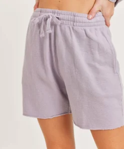 Mono B Mineral Washed Jacquard Shorts Lilac