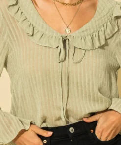 Hyfve Womens Ruffle Collared Blouse