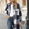Miss Sparkling Long Plaid Flannel Jacket