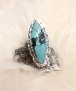 Thunderbird Long Scalloped Turquoise Ring New Arrivals